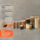 Kit de Pote Hermético de Vidro Quadrado com Tampa de Bambu