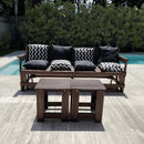 Banco Que Vira Mesa de 8 Lugares + 1 par de mesinhas de centro + 1 Kit de almofadas