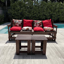 Banco Que Vira Mesa de 8 Lugares + 1 par de mesinhas de centro + 1 Kit de almofadas