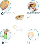 Kit 10 Potes de Vidro Redondo 250ML com Tampa de Bambu