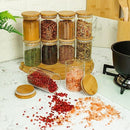 Kit 10 Potes de Vidro Redondo 250ML com Tampa de Bambu