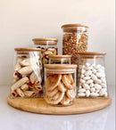 Kit Pote Vidro Scanele Tampa de Bambu