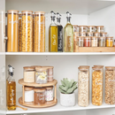 Porta Temperos Vidro Com Tampa de Bambu