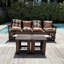 Banco Que Vira Mesa de 8 Lugares + 1 par de mesinhas de centro + 1 Kit de almofadas