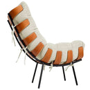 Kit Poltrona e Puff Costela Base Fixa Linho Bege – Straso Móveis