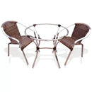 Kit 04 Cadeiras + 01 Mesa c/ Tampa de Vidro Temperado, Resistente, Fibra Sintética