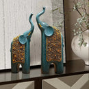 Escultura Casal Elefantes Retrô em Resina (O Par)