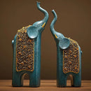 Escultura Casal Elefantes Retrô em Resina (O Par)