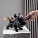 Escultura e Aparador Bulldog Geométrico (Suporte Duplo)