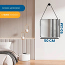 Espelho Decorativo Quadrado Beady Suspenso de Parede 50cm