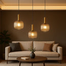 Kit 03 Peças Lustre Pendente Luxuoso Retrô Glass Gray Pendente - 0063 Conceito 03 Unidades 