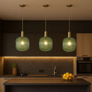 Kit 03 Peças Lustre Pendente Luxuoso Retrô Glass Green Pendente - 0066 Conceito 03 Unidades 