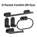 Kit Completo Acessórios Banheiro Black Oval (05 Peças)
