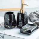 Kit de Lavabo Marmorizado Marbled (03 Peças) YuDome Preto 