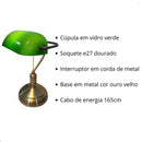 Luminária Abajur Banqueiro Retrô Vintage - Vidro Clássico Esmeralda