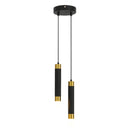 Lustre Pendente Minimalista Linear Duplo em Led Conceito Preto e Dourado Quente 