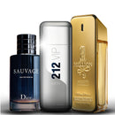 KIT 3 Perfumes Masculinos 100ml cada + Frete Grátis [Million Paco Rabanne, Sauvage Dior e 212 VIP Men]
