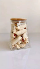 Kit Pote Vidro Scanele Tampa de Bambu