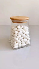 Kit Pote Vidro Scanele Tampa de Bambu